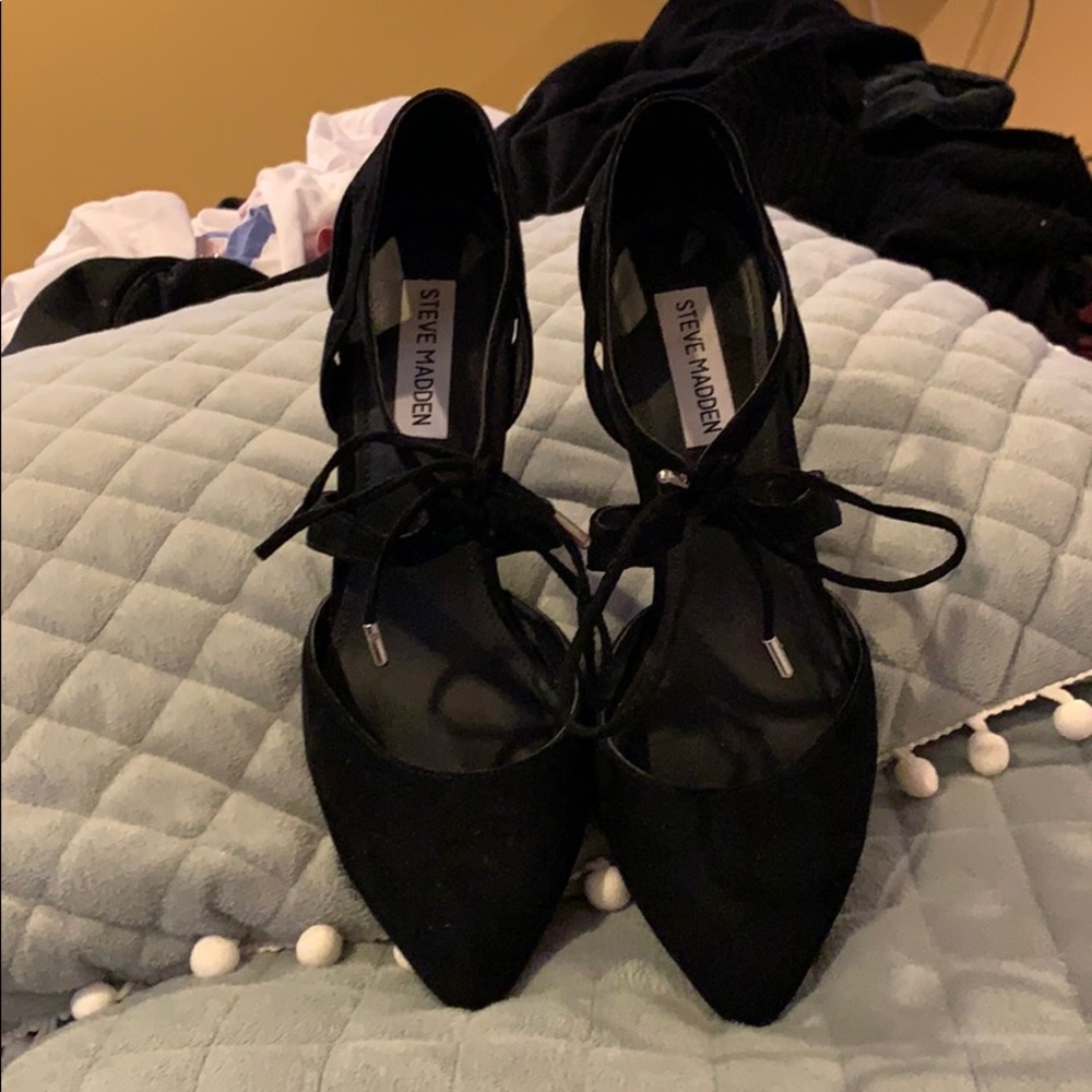 Steve Madden Semona Lace Up Black Suede High Heels